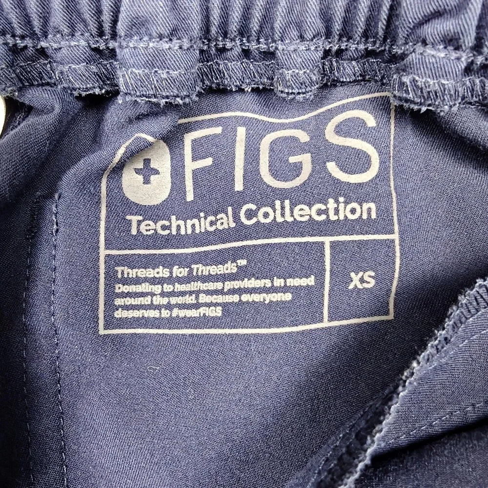FIGS Pants Womens XS Blue Technical Collection Cargo Scrub Drawstring Pockets